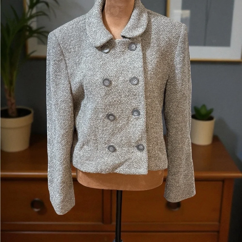 Jones New York Gray Double-Breasted Blazer